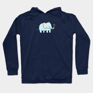 Cute blue elephant holding tree branch cartoon Hoodie